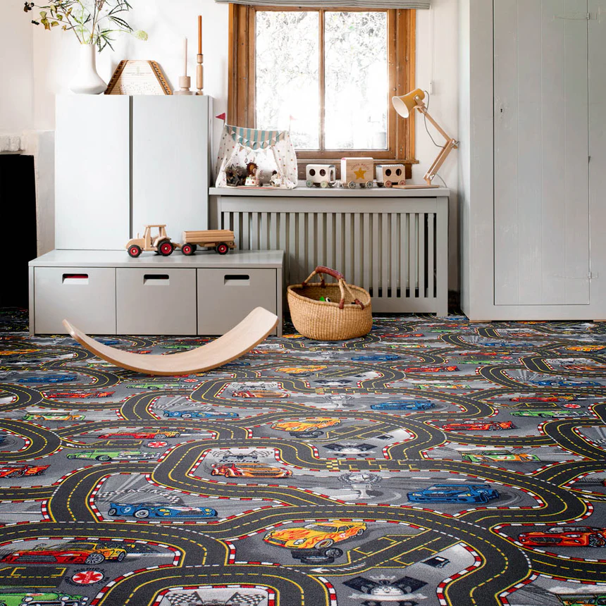 Kids Playroom Car Themed Playful Carpet - Image 2
