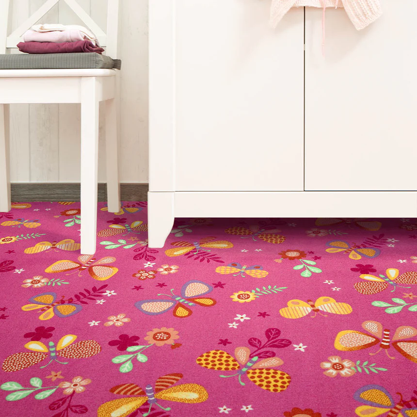 Kids Playroom Stunning Flower & Butterfly Design Carpet - Image 2